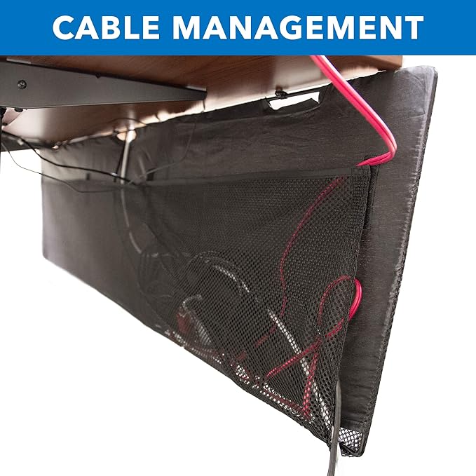 Mount-It! Under Desk Modesty Panel for Office Desks and Sit Stand Workstations [60 Inches Wide] Mesh Organizer Pockets for Cables and Wires (Black)