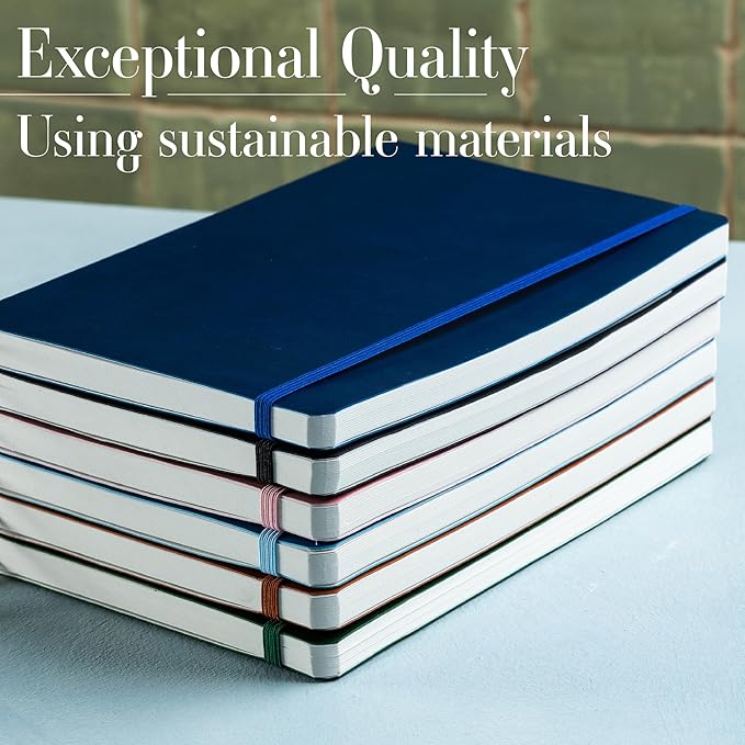 Softcover Ruled Journal with Thick 80 gsm Lined Cream Paper A5 size (8.3 inches x 5.4 inches) - Daily Writing Notebook Journal for Travel, School and Office Use - Diary Journal for Women and Men - Black