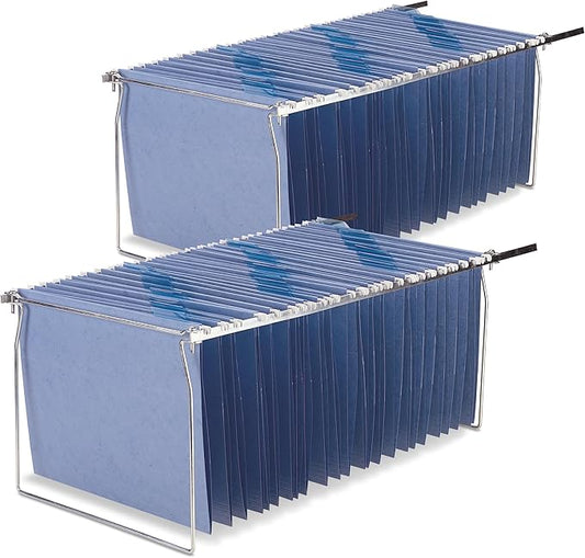 Officemate Hanging File Frame, Letter Size, Adjustable 14 to 18-Inches, 2 Count (Pack of 1),Silver, 91990