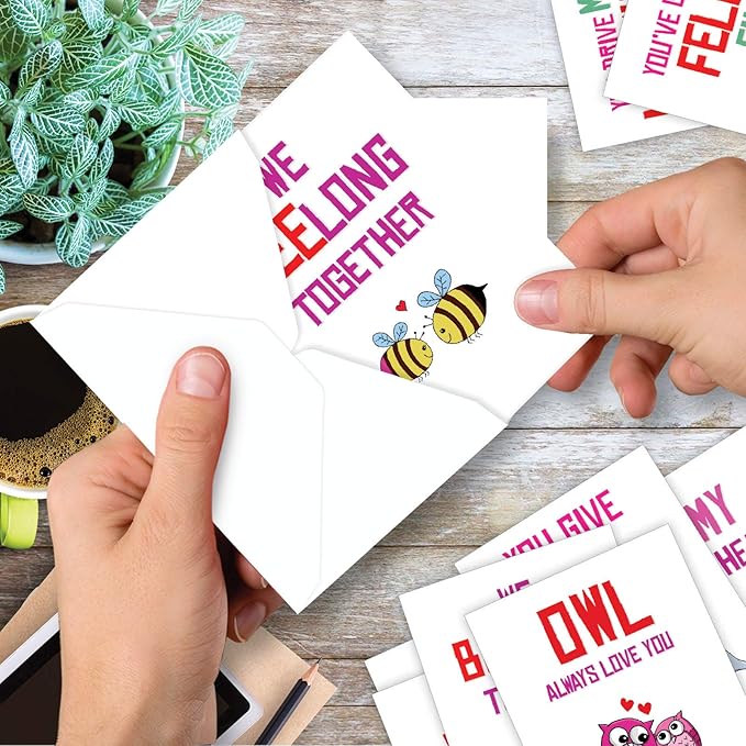 The Best Card Company - 10 Funny Assorted Blank Humor Notecards Box Set 4 x 5.12 Inch w/Envelopes Play on Words for Men, Women (10 Designs, 1 Each) - Loving Puns Gone Wild M5660OCB-B1x10