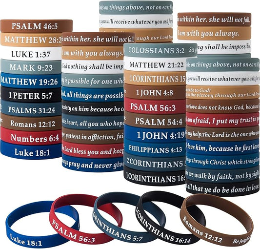 QEERBSIN Bible Verses Bracelets Motivational Christian Rubber Bracelets Faith Hope Wristbands Bracelets for Men Women Teens