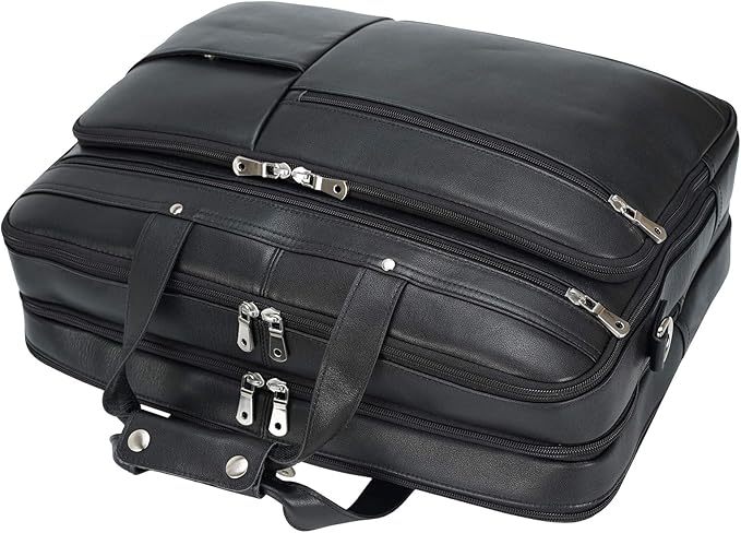 Polare X-Large 18" Full Grain Leather Briefcase For Men Business Travel Case Messenger Bag Fits 17.3" Laptop
