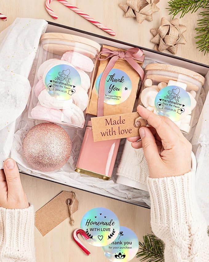 Phomemo 2” Circle Thermal Label, Self-Adhesive Round Direct Sticker Labels, Circular Thermal Printer Label for Logo Design, Name Tag, Thanks Card, Address, QR Code, 400 Labels/Roll, Laser Color