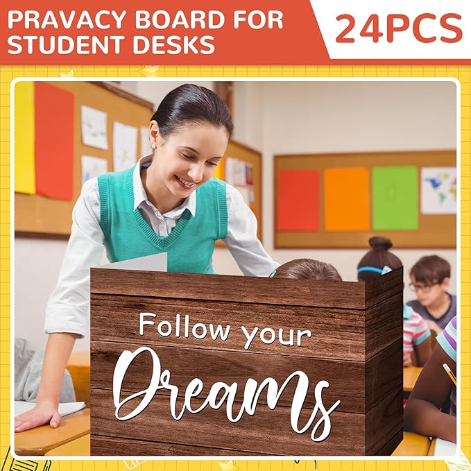 Honoson 24 Pcs Bulk Inspirational Privacy Folders for Students Cardboard Test Privacy Boards Motivational Words Desk Dividers Shield for Classroom School Study Supplies, 6 Styles(Farmhouse)