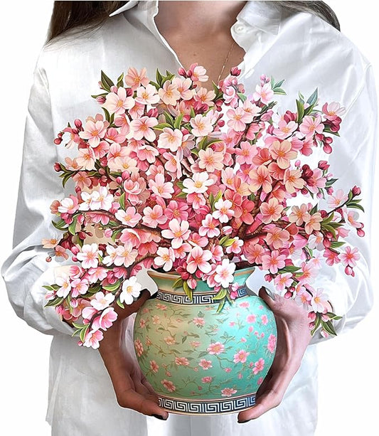 Freshcut Paper Pop Up Cards, Japanese Cherry Blossoms, 12 Inch Life Sized Forever Flower Bouquet 3D Popup Greeting Card, Birthday Cards, Valentine's Day Card, Blank Notecard & Envelope