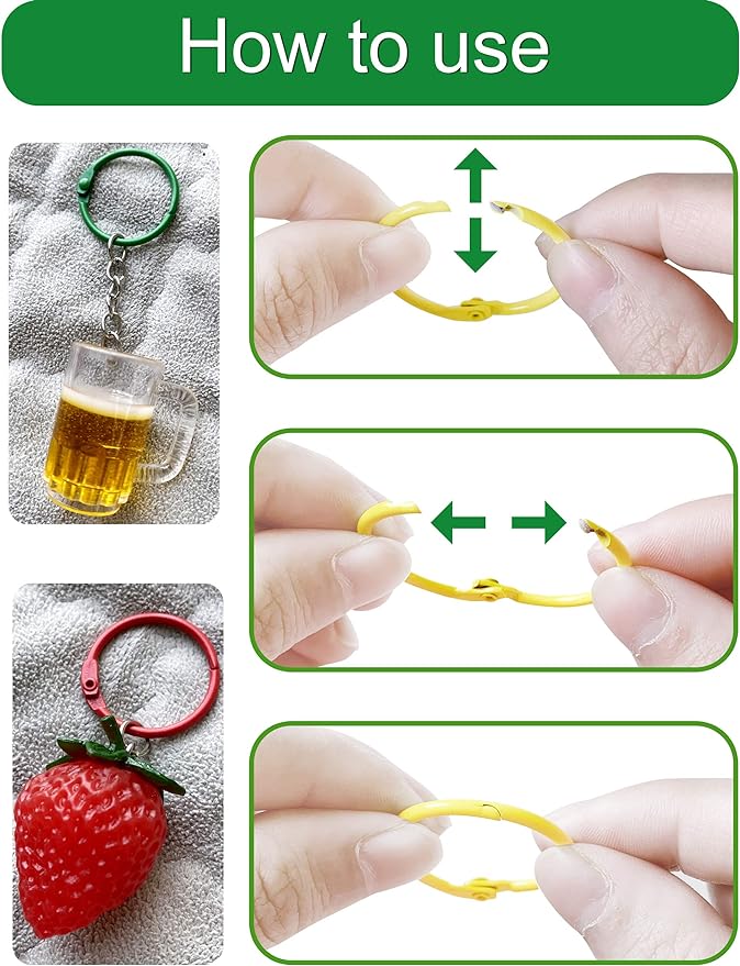 Keychains or Key Rings, 1 1/5" Loose Leaf Binder Rings for Key Chains, Open Card Rings, Clip Rings for Book Rings, School, Home or Office (50Pack)