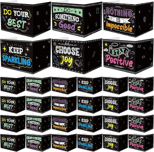 Honoson 24 Pcs Bulk Inspirational Privacy Folders for Students Cardboard Test Privacy Boards Motivational Words Desk Dividers Shield for Classroom School Study Supplies, 6 Styles(Blackboard)