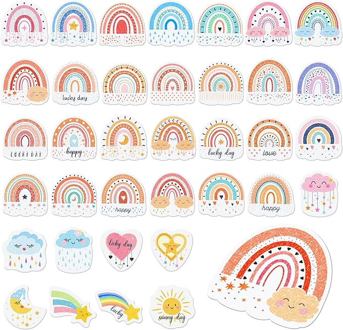 36 Pieces Anxiety Sensory Stickers Cute Fidget Textured Strips Toys Anti Stress Tactile Rough Sensory Calm Textured Strips Adhesives Anxiety Relief for Adults Teens Desk Classroom (Boho Style)