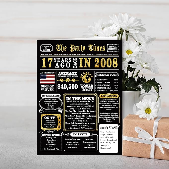 Jumbo 17th Birthday Card, Happy 17th Birthday Gifts for Him Her, Funny 17th Birthday Decorations for Boys Girls, 17 Year Old Birthday Gifts for Son Daughter