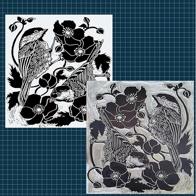 Falling in Art 12 * 12 Linoleum Carving Blocks, 2 Pack Soft Stamp Rubber Blocks for Crafts and Artists Printmaking, Gray,1/8" Thick