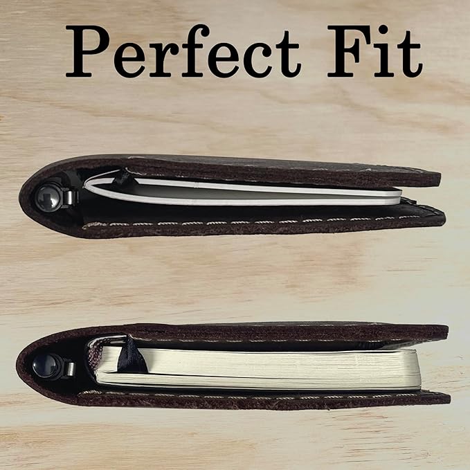 Thot Ra Leather Cover for Field Notes, Passport Cover, Leather Notebook Cover for 3.5" x 5.5" with Pen Holder, Only Cover (Dark Brown)