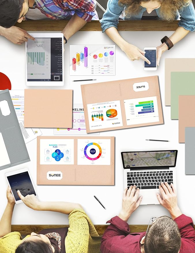 SUNEE Folders with Pockets (25 Pack, Earthy Orange), 2 Pocket Folders Fit Letter Size Paper, Paper File Folder for School Office Home Business, Textured Paper