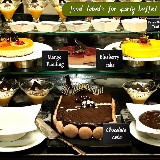 16 Pcs Mini Chalkboard Signs, Food Labels for Party Buffet, Premium Small Chalkboard Sign, Reusable and Easily Cleanable Small Chalkboard Signs with Stand, Food Signs for Buffet, Catering Supplies