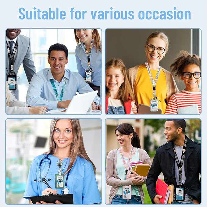 Teacher Lanyards for Id Badges, Rainbow Be Kind Badge Holder with Retractable Badge Reel Clip, Adjustable Name Tag Lanyard Vertical ID Card Protector Case for Women Nurse Doctor Student