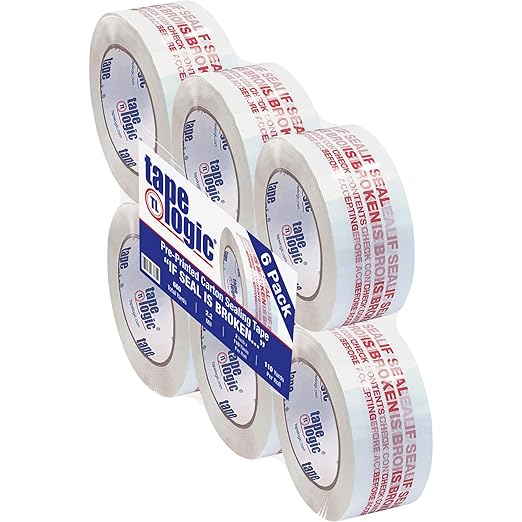 Aviditi Tape Logic 2 Inch x 110 Yard 2.2 Mil Red/White, Heavy Duty Packing Tape, "If Seal is Broken" 6 Pack, Perfect for Packing, Shipping, Moving, Home and Office