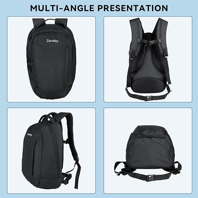 Zavothy Lightweight School Backpack with Laptop Compartment, 15.6 inch Business Computer Backpack Simple Small Backpack for Women Men Water Resistant Casual Daypack Backpack Black