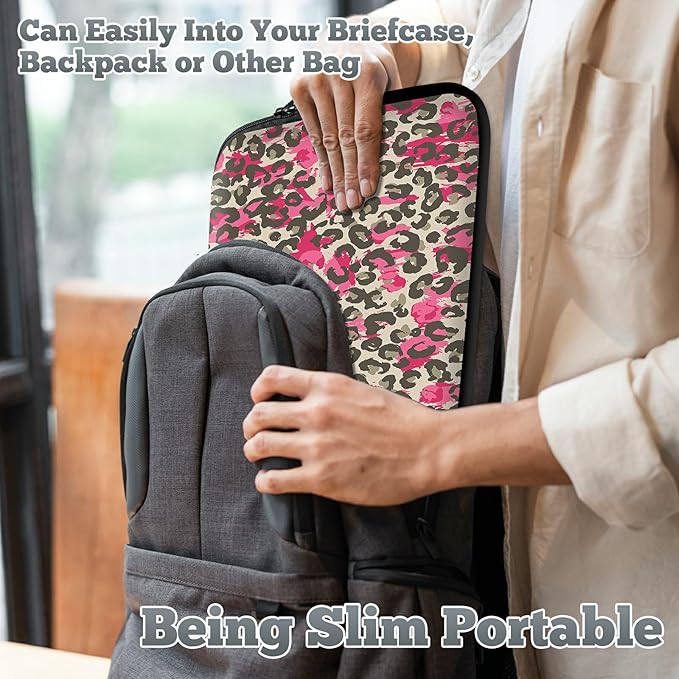 Universal Tablet Laptop Sleeve Case 10 inch, Pink Leopard Slim Carrying Case Durable Handbag Travel Laptop Bag for 7 to 10-inch Laptops/Notebook/Kids Tablet/ipad/eBook Readers