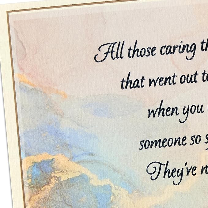 Hallmark Sympathy Card for Anniversary of Death (Caring Thoughts Never Stopped) for Widow, Widower, Friend