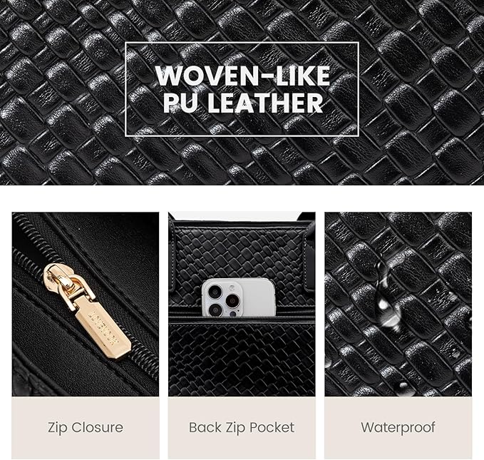 LOVEVOOK Laptop Purses and Handbags for Women, 15.6 Inch Computer Bag Work Tote Briefcase Satchel Handbags for Women with Small Clutch, Black