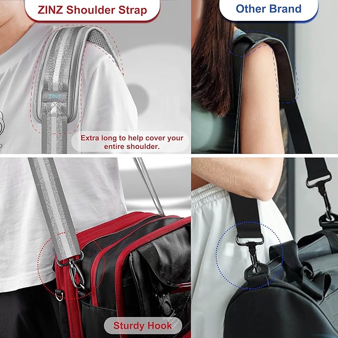 ZINZ 75" Shoulder Strap with Fixed Pad and Dual Balanced Buckles，Gray Silver Jacquard