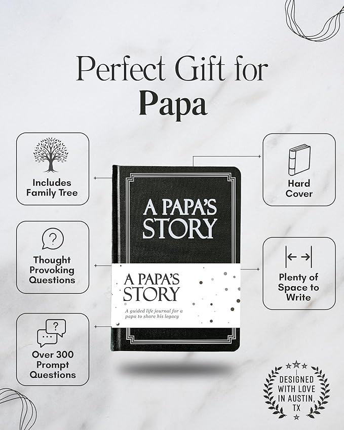Papa's Life Story Journal (Hardcover): A Meaningful Keepsake for Papa to Share His Journey and Memories, Book Includes 250+ Prompt Questions, Sentimental Gifts for Father's Day, Birthday & Christmas