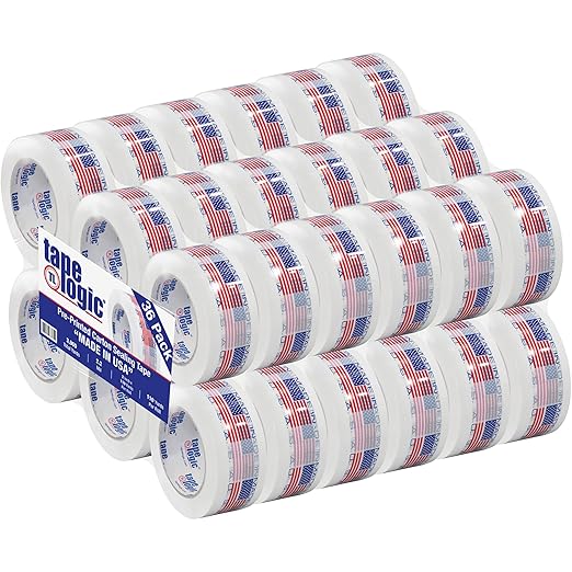 Aviditi Tape Logic 2 Inch x 110 Yard 2.2 Mil Red/White/Blue, Heavy Duty Packing Tape, "Made in USA" 36 Pack, Perfect for Packing, Shipping, Moving, Home and Office