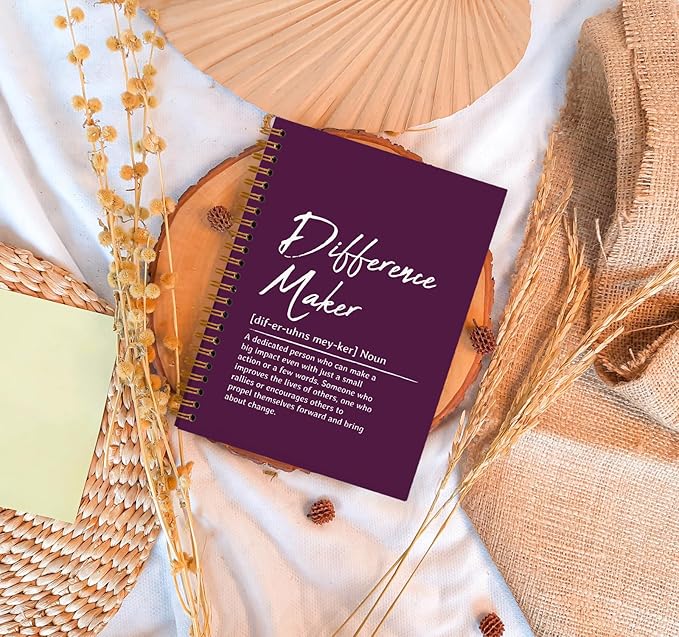 OXW Difference Maker Appreciation Gift, Meeting Notebook for Work, Thank You Gifts for Leader Mentor Manager Boss, Office Supplies Social Worker Notebook, Purple Hardcover Spiral Notebook 5.5 x 8.3