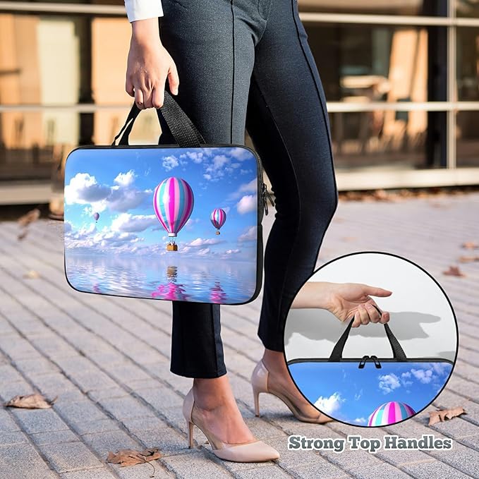 Universal Laptop Sleeve Tablet Case 12 inch, Hot Air Balloon Slim Carrying Case Durable Handbag Travel Laptop Bag for Surface Pro 9 8 7/Laptop Go 2 3, MacBook Air 11/12