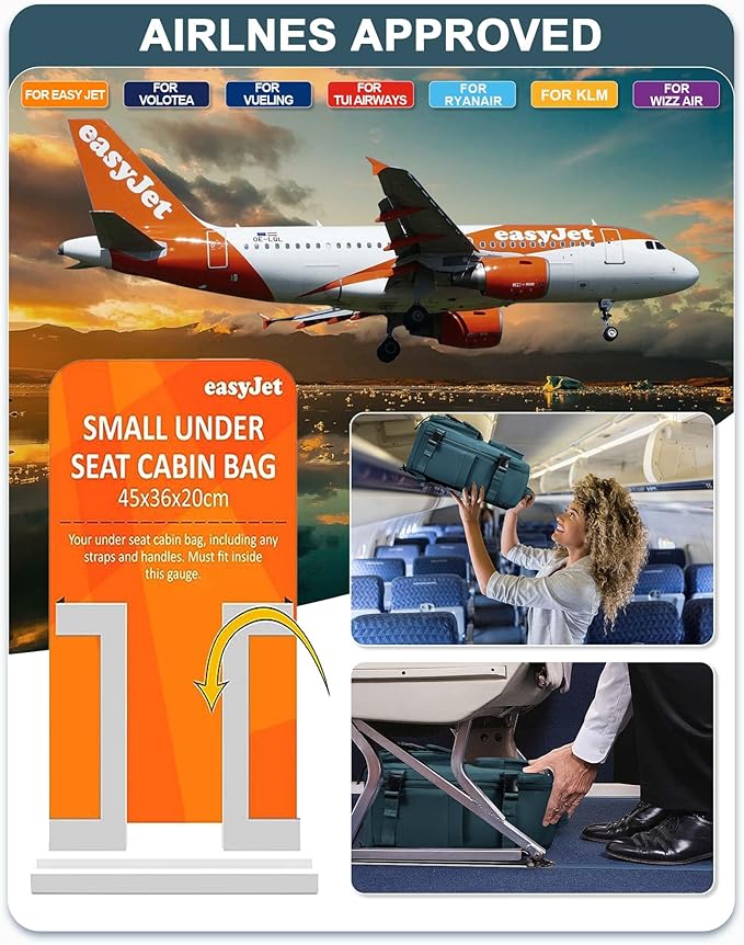 SEAFEW Peacock Blue Travel Backpack for Women,Carry on Backpack Flight Approved,Casual Daypacks Cabin Bagage,Hiking Backpack Lightweight Rucksack(Large)