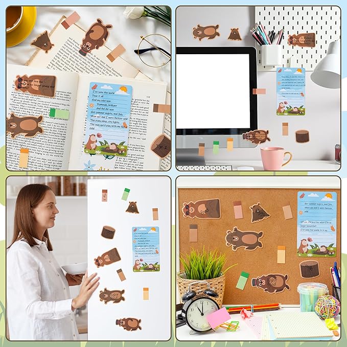 I Just Really Like Groundhog Sticky Notes Set - Cute Animal Self-Stick Note Pads Divider Tabs Bundle Writing Memo Pad Page Marker Back to School Office Supplies Groundhog Day Party Favor Gift