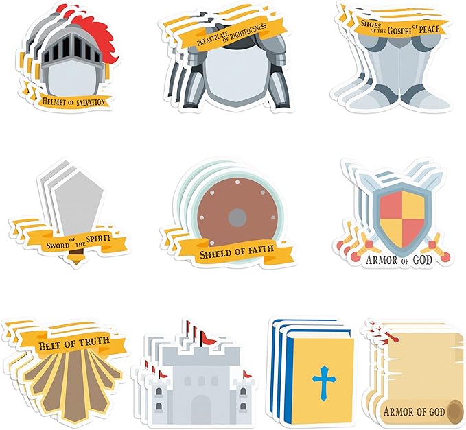 30 Pack Armor of God Sticky Notes, Total 600 Sheets, Religious Knight Self Sticky Notepads Memo Pads Christian Sunday School Office Supplies Classroom Reward Party Favors Goodies Bag Fillers