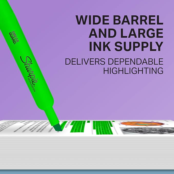 Sharpie Tank Style Highlighters, Chisel Tip Fluorescent Highlighter Marker Set, Office And Teacher Supplies, Assorted, 12 Count