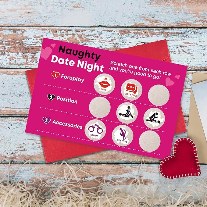 Ogeby Funny Valentines Day Scratch Card for Boyfriend Husband, Naughty Valentines Day Card Gifts for Him Men Couple, Sexy Date Night Scratch Off Card Gifts