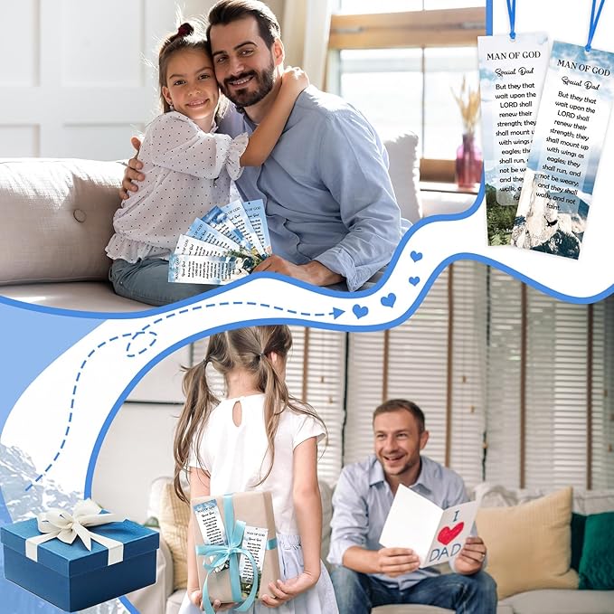 60 Pcs Man of God Bookmark Father's Day Bookmarks Isaiah 40: 31 VBS Exchange Gifts for Kids Adult Church School Classroom Prizes Party Favors