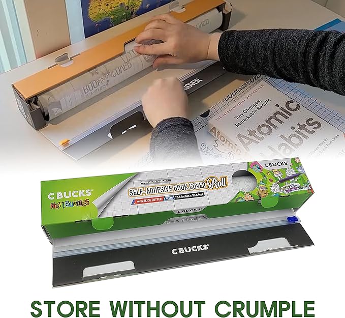 Clear Paperback Book Cover Protector Includes Slider - Covers Upto 20 Books (13in x 33.5ft)