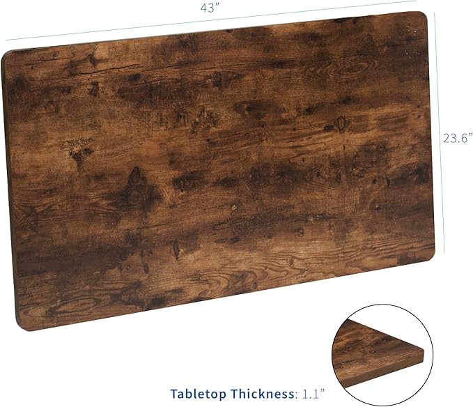 VIVO Rustic Vintage Brown 43 x 24 inch Universal Solid One-Piece Table Top for Standard and Sit to Stand Height Adjustable Home and Office Desk Frames, DESK-TOP43N