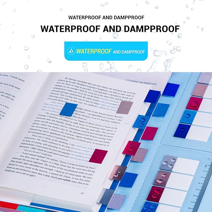 Golcellia 500 Pieces Sticky Tabs Transparent Page Markers, Diamond Laser Sticky Note Tabs Colored Writable and Repositionable Index Tabs, Tabs for Annotating Books