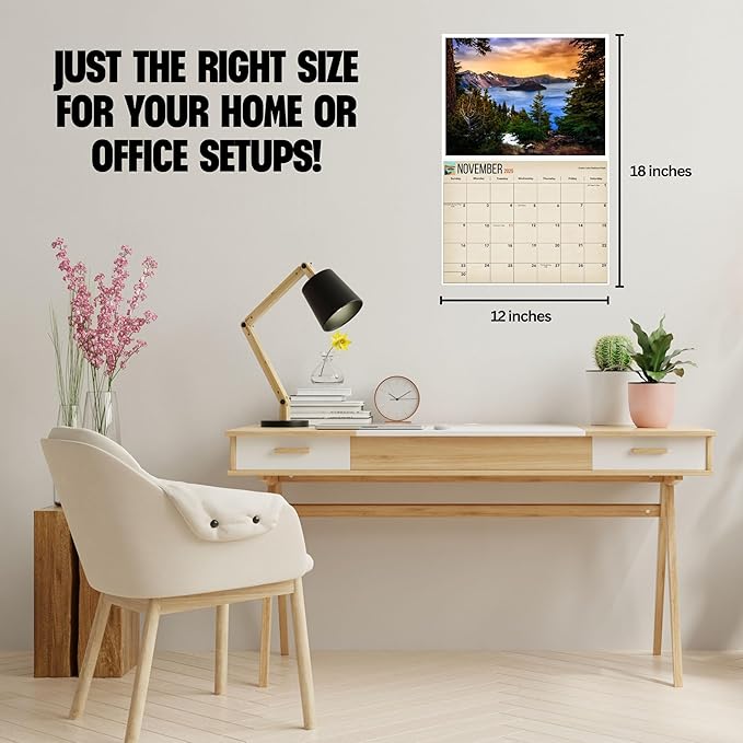 National Parks Calendar 2025 | 12" x 18" (Opened) 2025 for Easy Appointment Tracking & Scheduling | Home & Office Organization | Stunning Nature Photography of Iconic National Parks | Ideal for Outdoor Enthusiasts | 2025 Calendar Wall