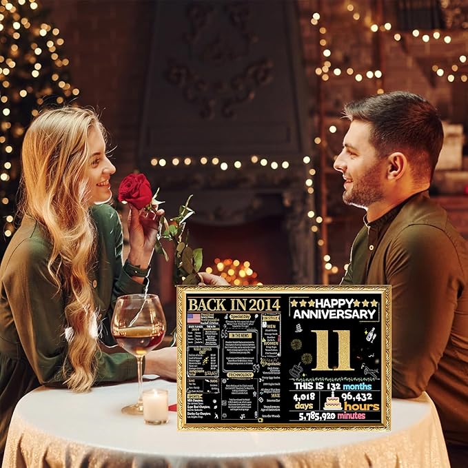 Joycard 11th Anniversary Card for Women Men, Gold Wedding Card for Wife Husband, Sweet Marriage Decorations Gifts for Couple, Perfect for Her Him on Anniversary Day, Back in 2014