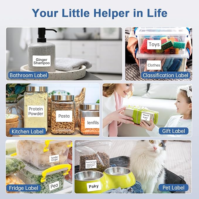 CLABEL Label Maker Tape for CLABEL 221B, Thermal Labels, Adapted Label Print Paper Waterproof Self-Adhesive Multipurpose Labeling Tape 6 Roll of 1380pcs