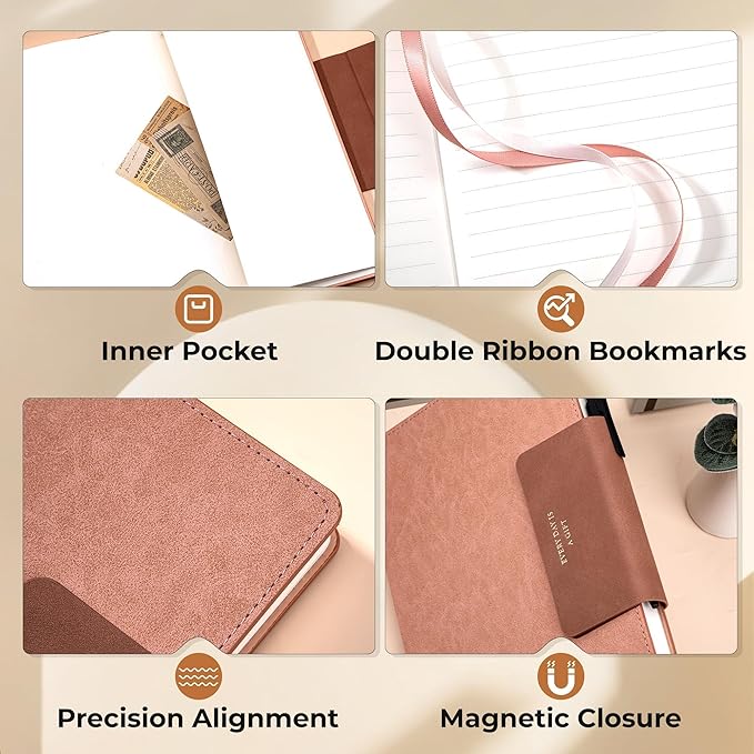 Lined Leather Journals for Writing B5 Large Journaling Notebooks with 100 GSM Thick Paper Journal Notebook for Men & Women with Buckle Closure Travel Work Note Taking Diary, 7.28" x 10.23", Pink
