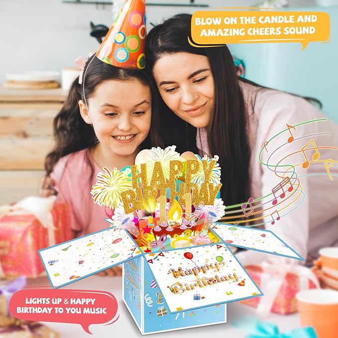 Tnvee 11ST Birthday Cards with Lights Music, 3D Pop Up Singing Happy Birthday Greeting Cards Gifts Ideal for 11 Year Old Kids Boy Girl