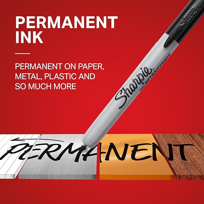 Sharpie Retractable Permanent Markers, Fine Tip Marker Set, Office Supplies, Teacher Supplies, Black, 12 Count