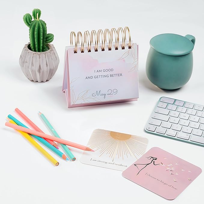 Daily Affirmation Calendar, Undated Inspirational Desk Calendar, Inspirational Gifts for Women, Daily Affirmations for Women, Pink Gifts for Women, Daily Flip Calendar, Motivational Gifts for Women