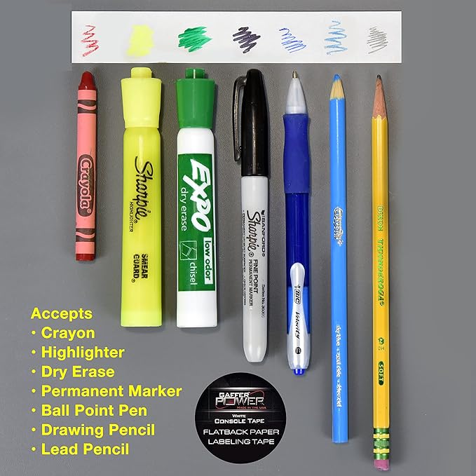 Gaffer Power Labeling Tape - Clean Removable Console Tape | Adhesive Tape for Light Control Board, DJ Mixing Board, Audio Mixer, Arts and Crafts - 1" x20Yds