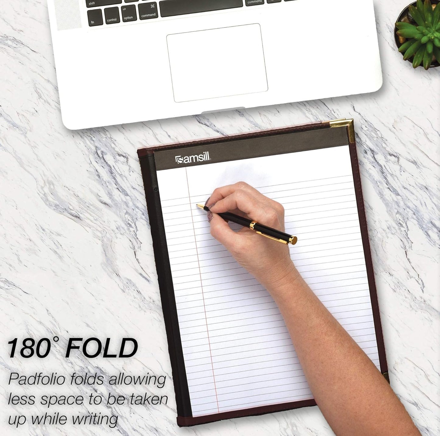 Samsill Classic Collection Business Portfolio - Executive Padfolio for Resume & Document Organizer - 8.5 by 11-Inch Legal Pad, Faux Leather with Brass Corners (Burgundy)