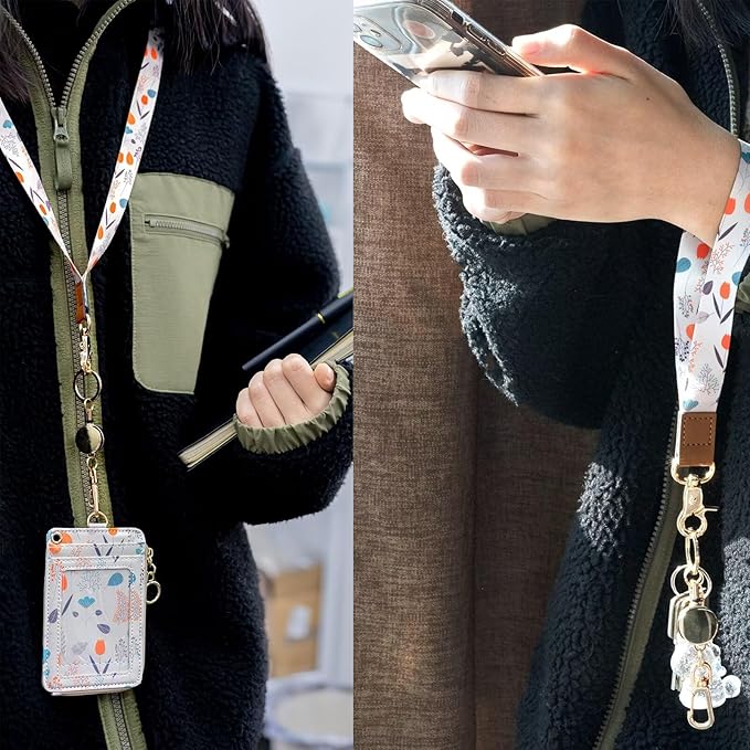 2 Pack Retractable Keychain, Retractable Badge Holder with Cord and Carabiner Key Chain, Badge Reel for Id Card Holders Women Nurse Teacher Student (Silver, Bling Purple)