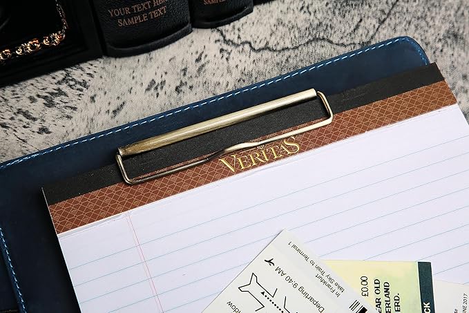 Personalized Leather Portfolio for Men, Engraved Leather Clipboard Portfolio Binder, Custom Leather Resume Padfolio for Women, Christmas Gift for His/Her (Clipboard, Blue-Custom)