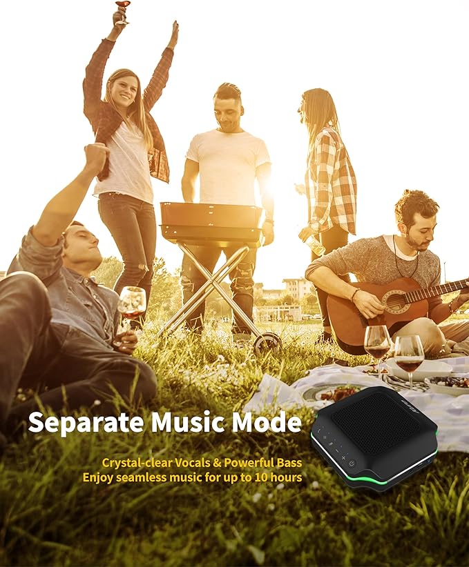 KURO CSP-102 Bluetooth AI Speakerphone Conference Speaker and Microphone with AI Noise Cancellation Long Coverage 360 Degree Voice Pickup Wireless Office Mic for Zoom Meeting Skype Teams Black