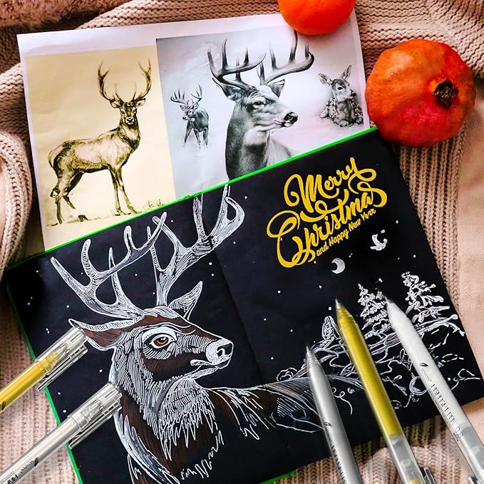 White Pens, 3Pack, White Gel Pens for Artists,0.8mm Extra Fine Point, White Gel Pen, White Ink Pen, White Pens for Black Paper, White Drawing Pens,White Pen for Artists Drawing